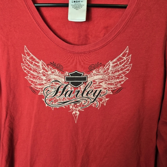 Harley Davidson 2010 Screw It Lets Ride Ogden Utah Red Long Sleeve Womens Large - Picture 2 of 9